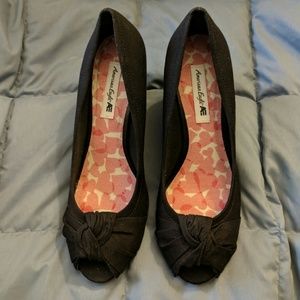 American Eagle cork wedge heels